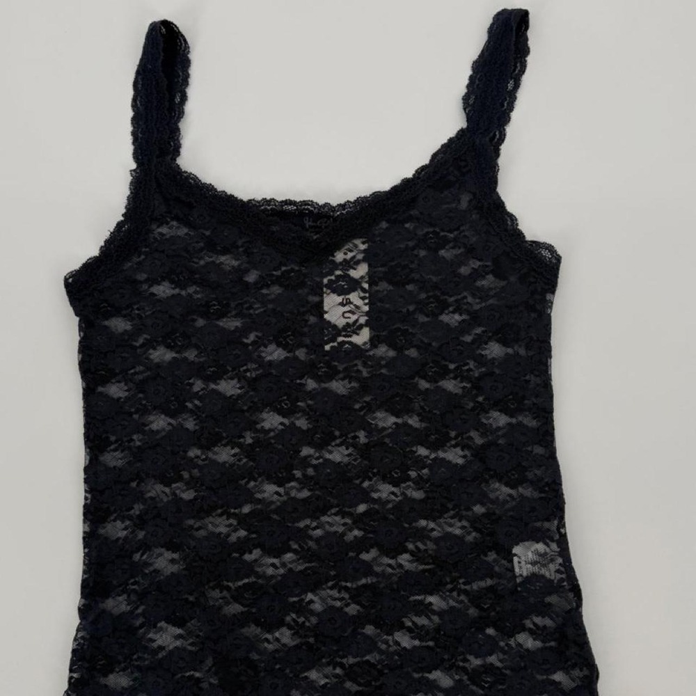 John Galt Navy Blue Floral Lace Tank Top V-Neck Camisole One Size NWT